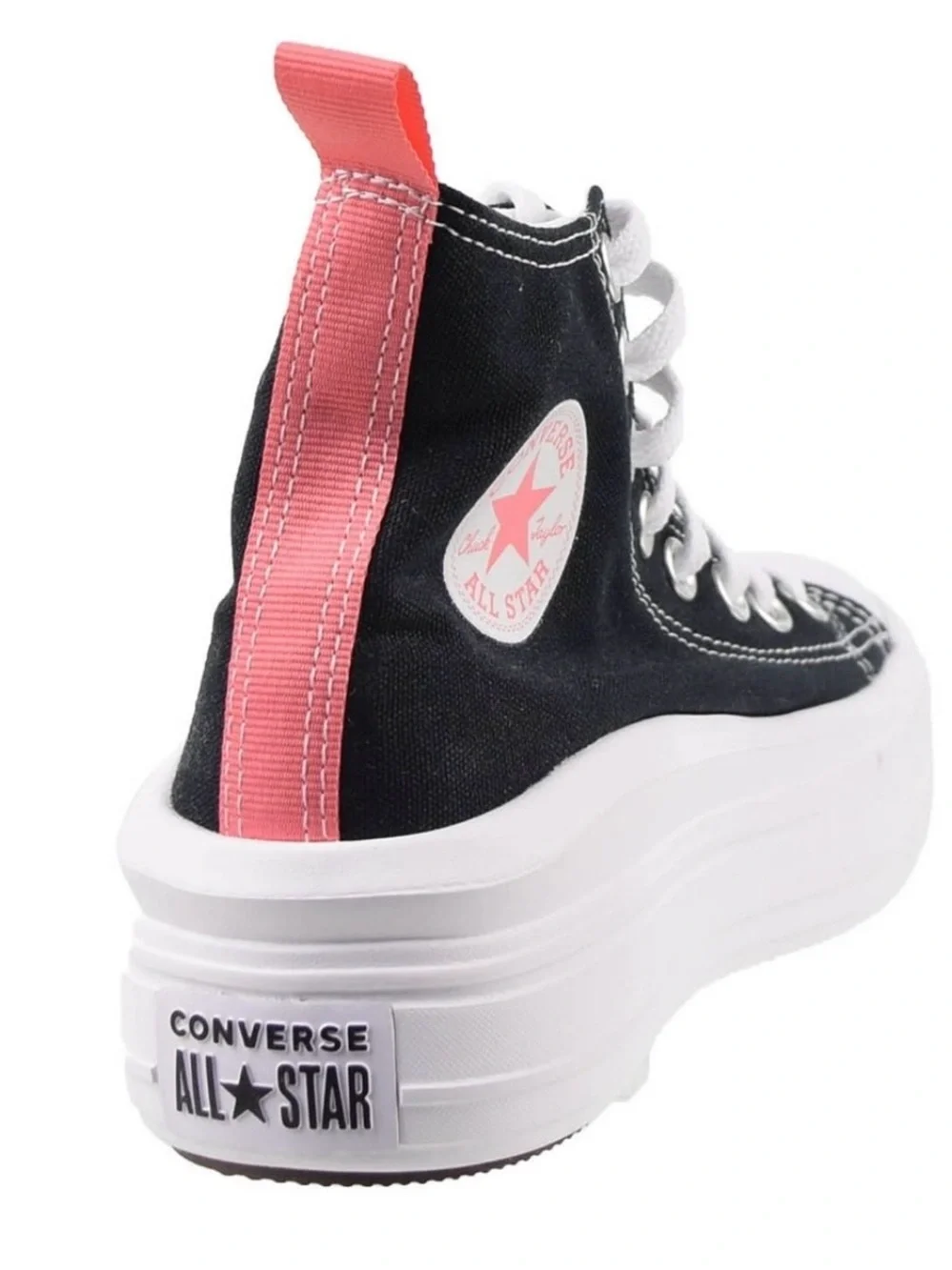 Converse Black High Top Platform Sneakers with Pink Heel Tab